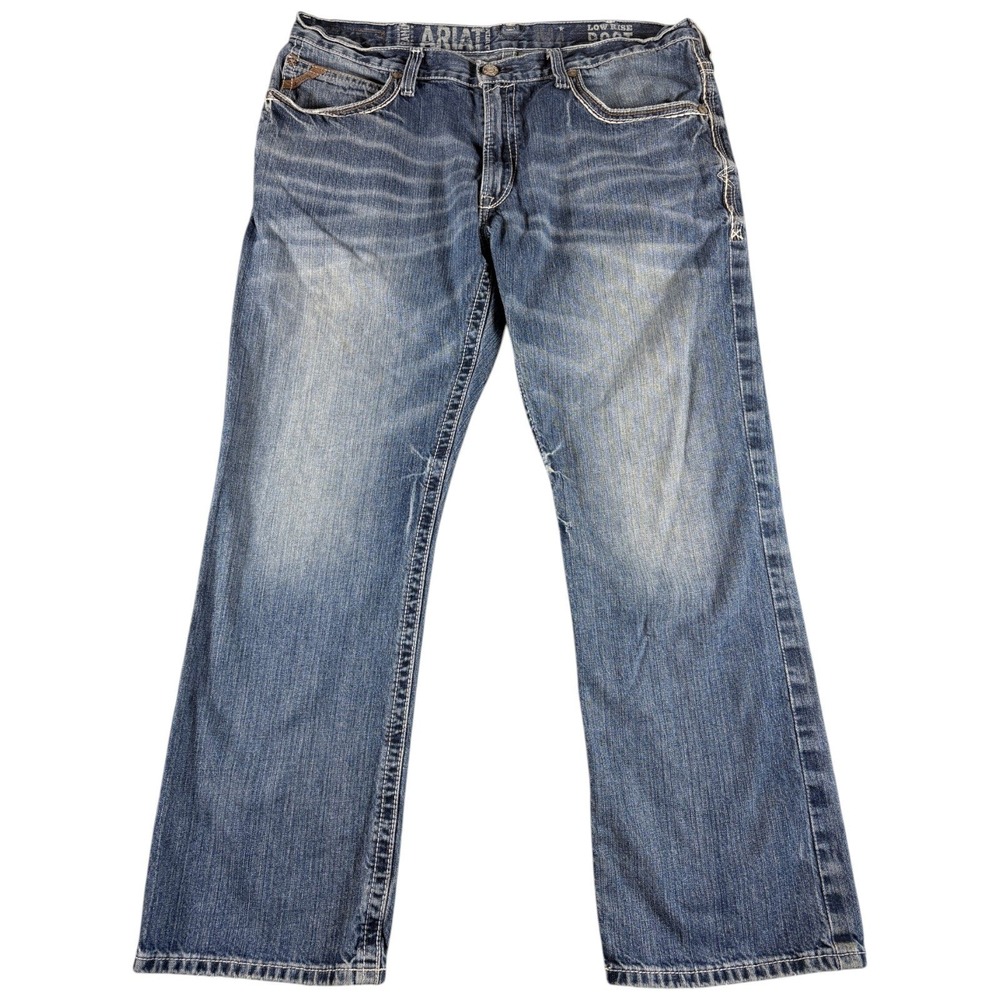 Ariat M4 Jeans Mens 38x32 Blue Low Rise Bootcut Workwear Faded Denim Western Y2K
